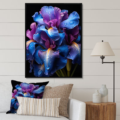 Iris mauve bleu irisé - art mural floral, salon