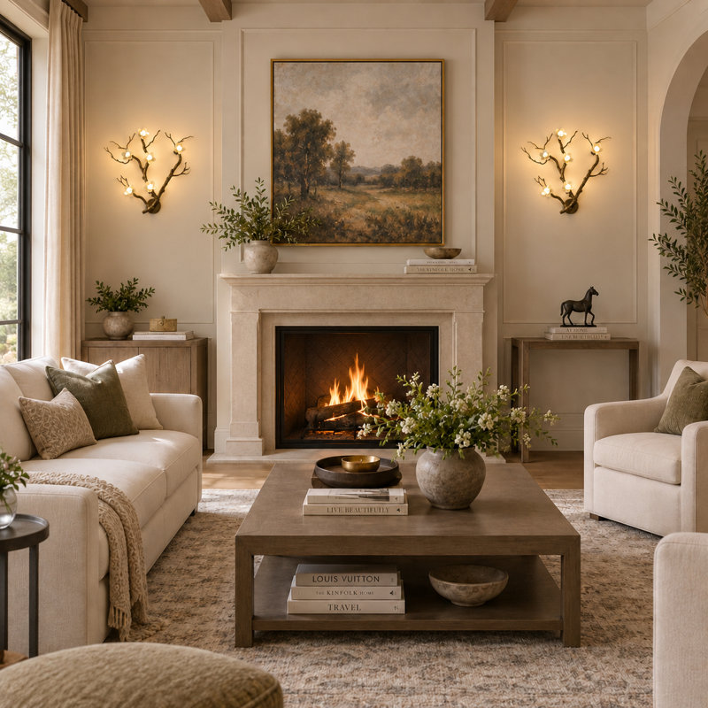 Transitional 6 Light Brass branch Wall Sconce