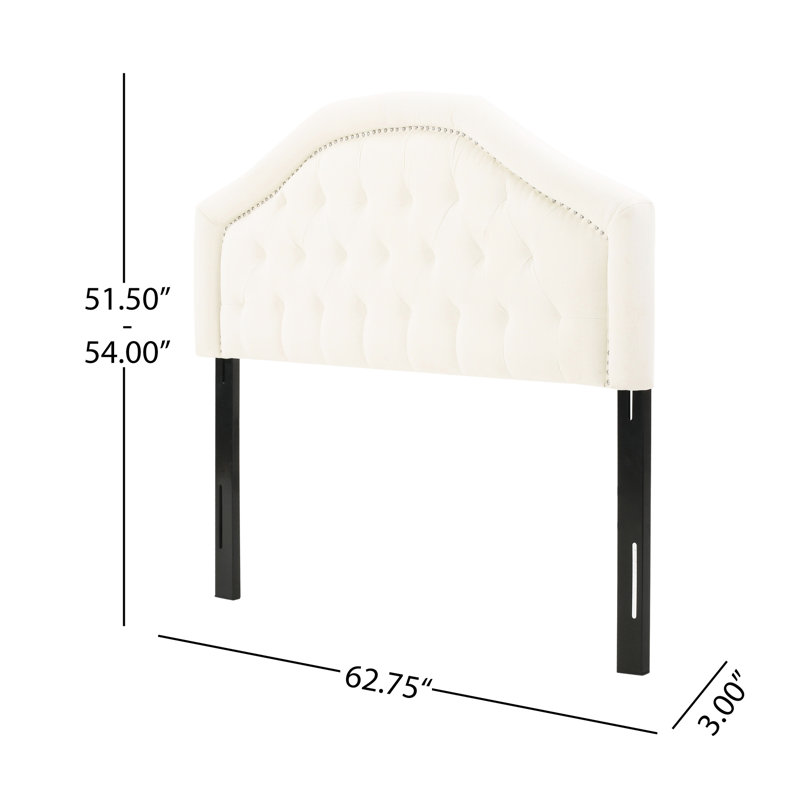 Modern Button Headboard In For A Serene Queen & Full Sized Bed Contemporary Headboard, Upholstery With Diamond Stitch Pattern, Nailhead Accents, Assembly Required