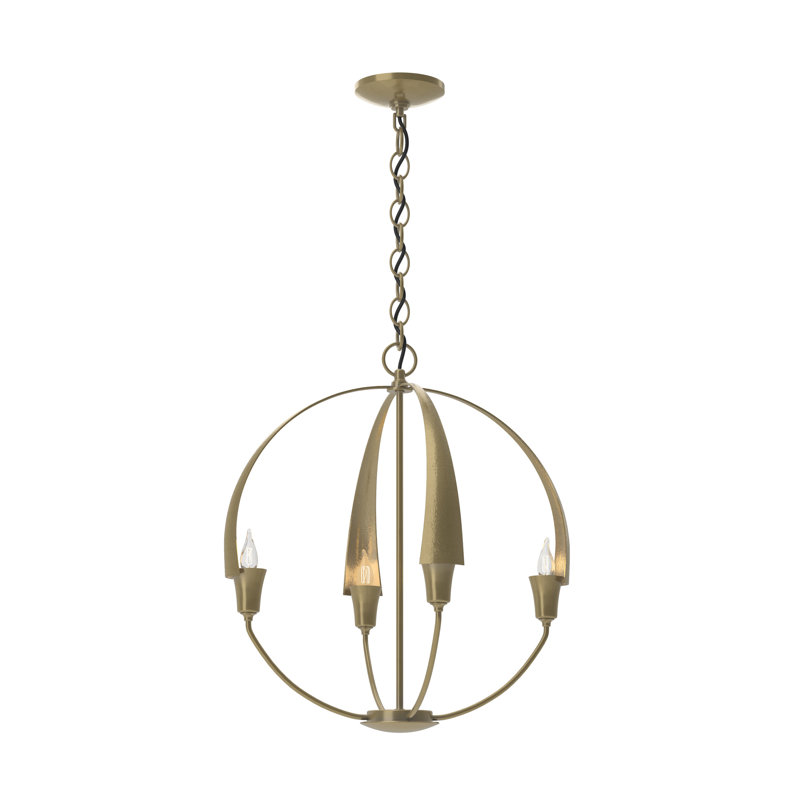 Cirque 4 - Light Sphere Globe Chandelier, 20.7" H x 19" W x 19" D, Modern Brass