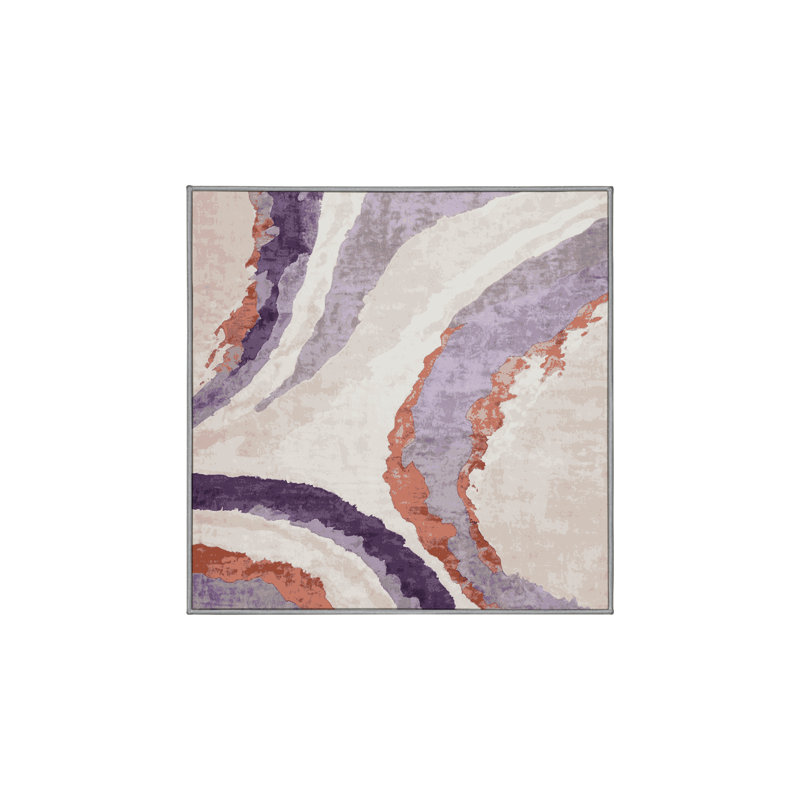 Machine Washable Gray Area Rug, Square 5'