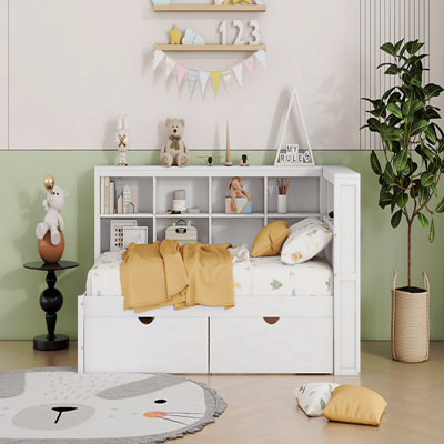 Twin Size Daybed, Wooden  With 2 Drawers, Daybed With Storage Shelf And USB Charging Ports