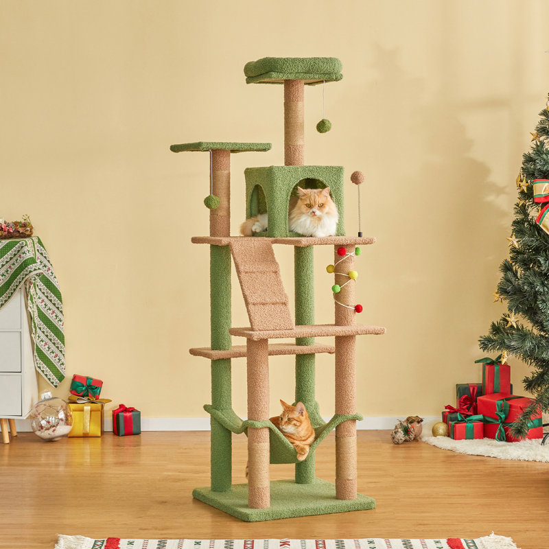 Grand condo 64 "pour chat, H 63,8 po x l 19,7 po x P 19,7 po, Vert
