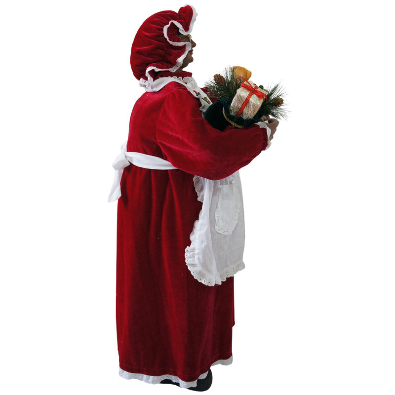 3-Ft Red Velvet and White Apron Mrs. Claus Animatronic