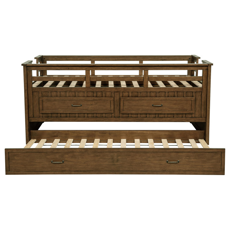 Lit-bateau simple avec lit gigogne Hurst, Brun moyen