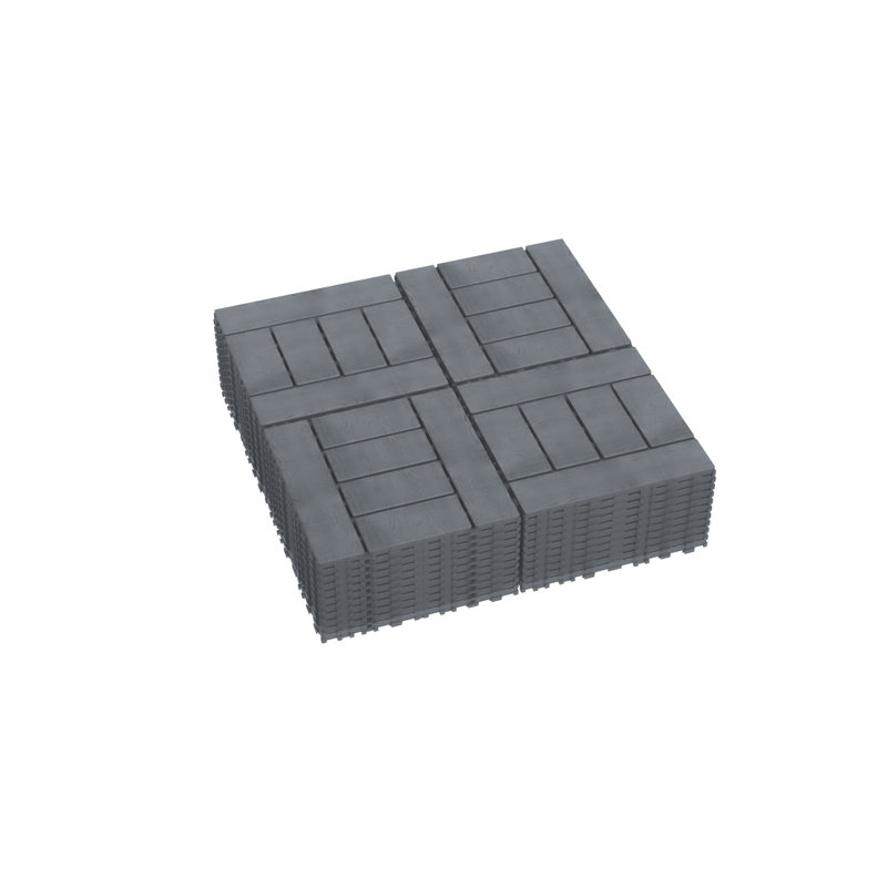 11.8'' L x 11.8'' W Plastic Interlocking Deck Deck Tile Kit, Black