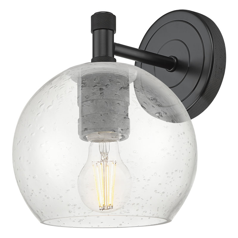 Downtown Urban - Kennedy - 1 Light 6" Athens Wall-mounted Sconce - Matte Black Finish - Seedy Shade