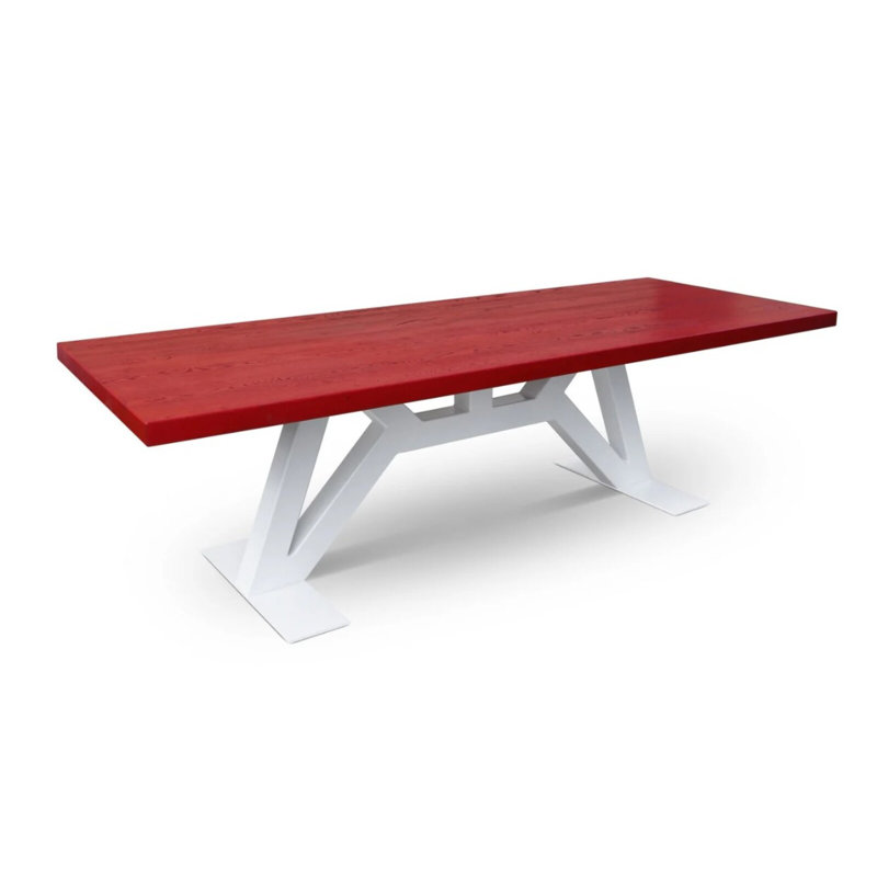 Neus Rectangular Wood Top Dining Table with Steel Base