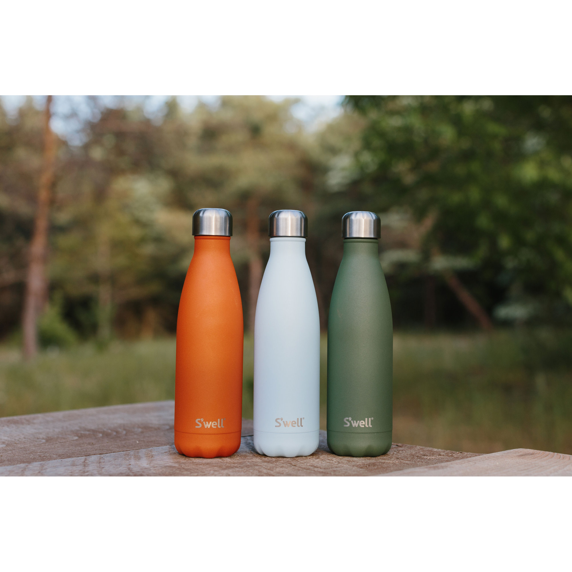 S'well Stainless Steel Triple-Layered Vacuum-Insulated Water Bottle, Green Jasper, 17.oz