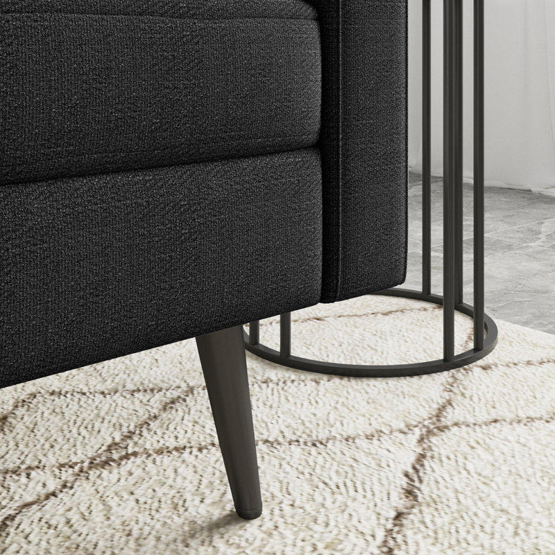 Upholstered Sofa, Charcoal Polyester, 33" H x 58" W x 31" D, 2