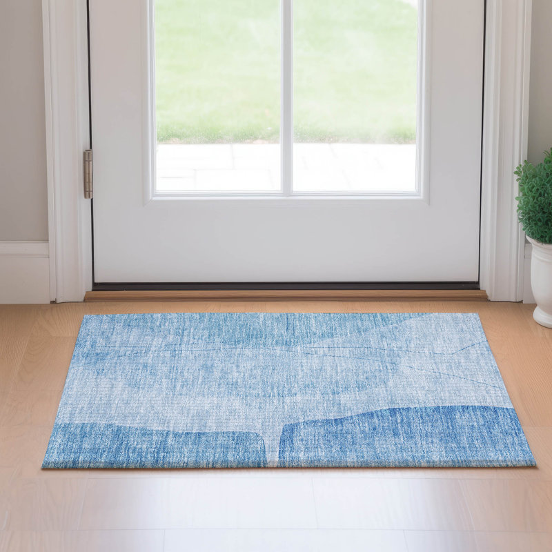 Premium Machine Washable Prisco Blue Rug, Rectangle 1'8" x 2'6"