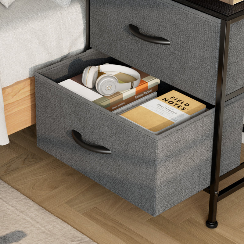  Table de chevet 2 tiroirs Jaece, Gris