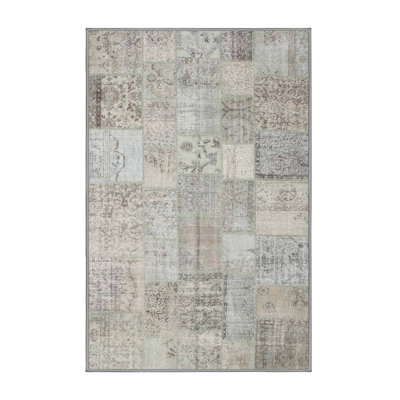 Tapis gris/crème/brun contemporain