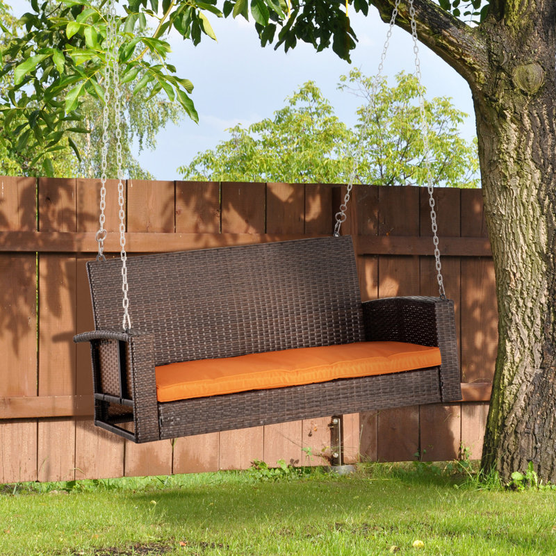 Banc de balançoire suspendu en osier pour 2 personnes Outsunny, Orange