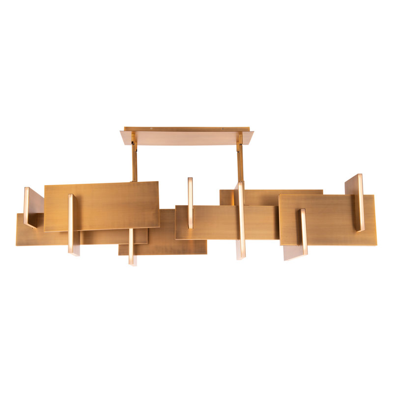 Luminaire suspendu rectangulaire unique à 1 lumière Amari, Laiton vieilli