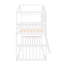 Lit superposé simple au-dessus de la maison blanc avec bois de pin massif de haute qualité, conception de toit incliné, ambiance de chambre à coucher, lit de routine à construction rapide, finition, structure en bois, caractéristique du ciel en forme, tâche d'assemblage simple