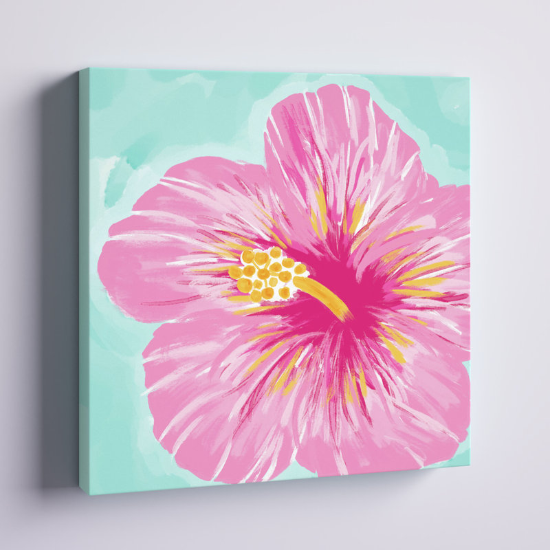 Hibiscus d'Hawaï - peinture sur toile tendue, H 12 po x l 12 po