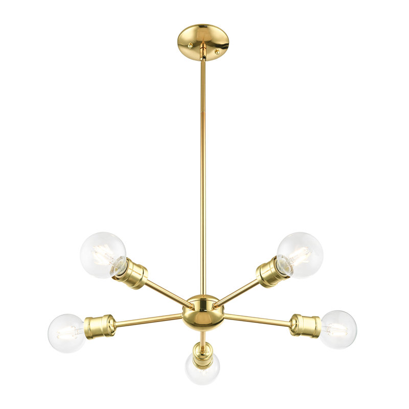 Lustre sphérique Spoutnik à 5 lumières, Laiton poli