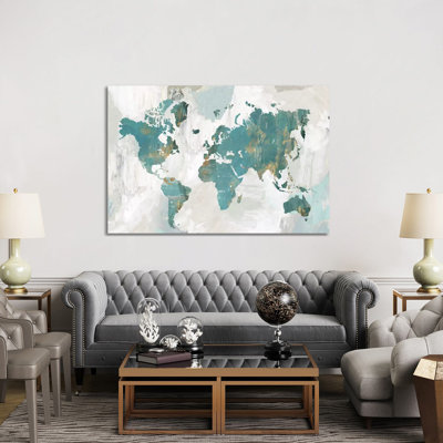 " Teal World Map " Painting