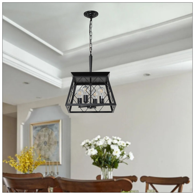 -Lustres campagnards légers pour salle à manger (sans ampoules), H 33,2 po x l 15,7 po x P 15,7 po, Noir