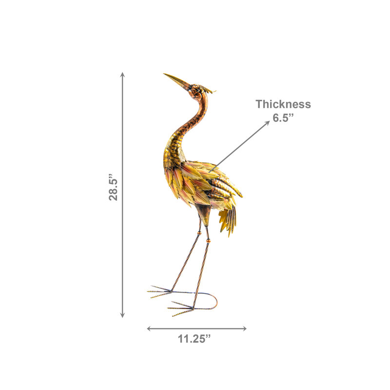 Metal Heron Décor Gold/Yellow