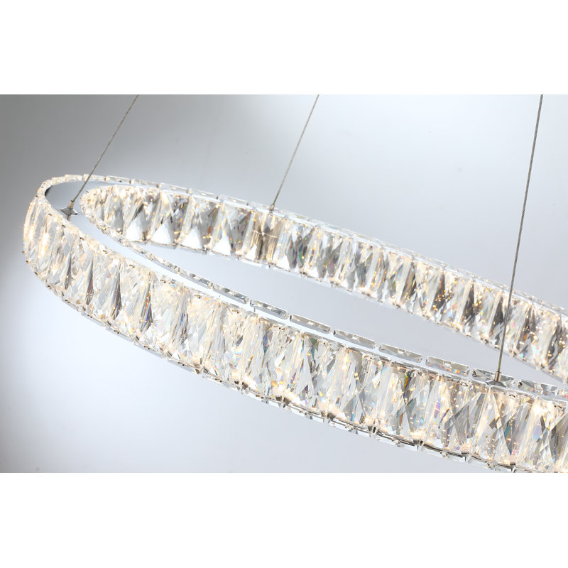 24" LED Oval Ring Crystal Chandelier