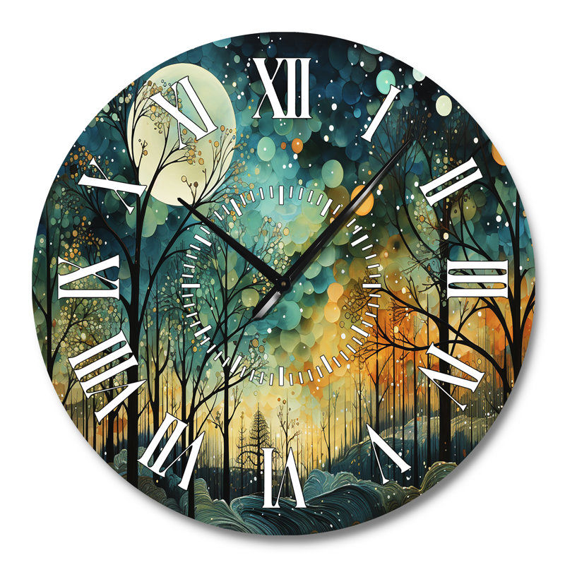 Horloge murale Enchanted Forest - Abstract Collages, Grand