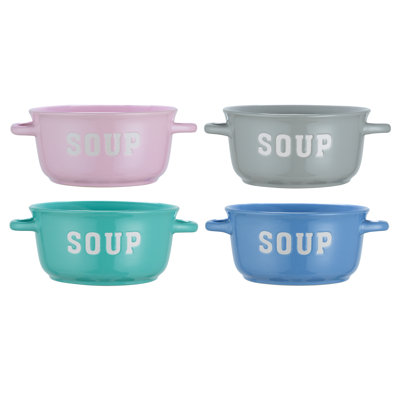 Soup Bowls with Handles Pastel