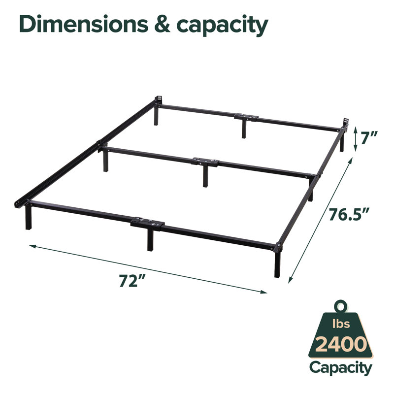 7" Steel Bed Frame, California King, Black
