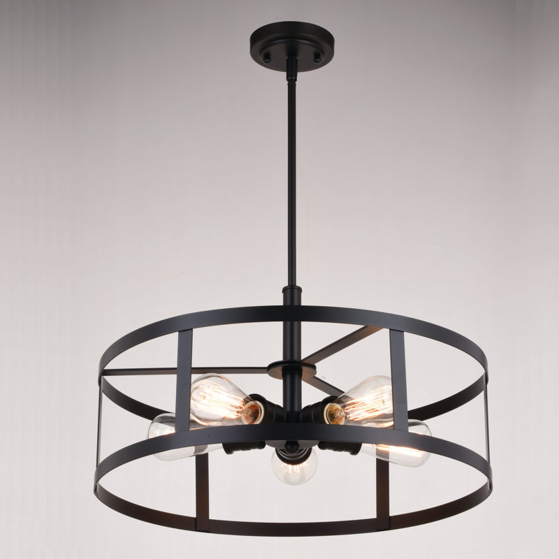 Luminaire suspendu tambour unique à 5 lumières Rafiul