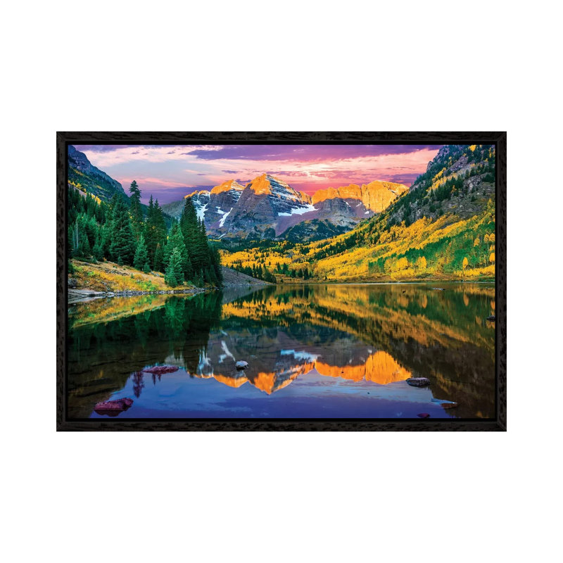 Rise And Shine, Maroon Bells, Aspen Colourado by Susanne Kremer - Print on Canvas, Black Framed, 101.6 cm H x 66.04 cm W