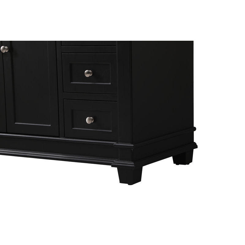 Lydie 42'' Single Bathroom Vanity with Marble Top, Black