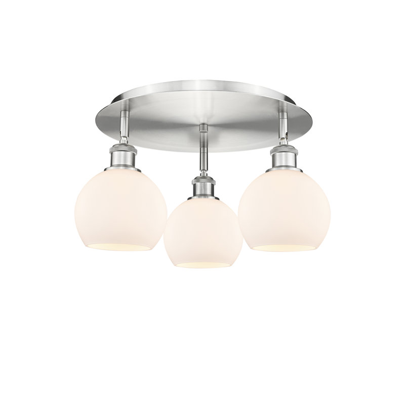 Plafonnier semi-encastré Ellington, Blanc mat, Nickel satiné