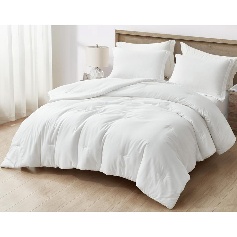 Cliff Lightweight Cooling Rayon Derived from Bamboo Blended Comforter Set, King Comforter + 2 King Shams, White