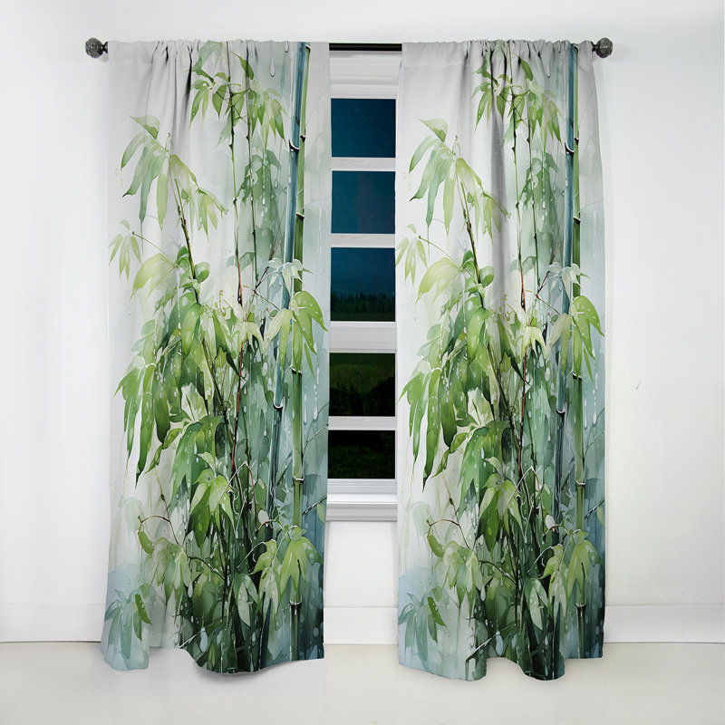 Bamboo Romantic Impression I - Rideau en bambou - Rideau occultant à motif floral - 1 panneau, L 52 po x L 108 po