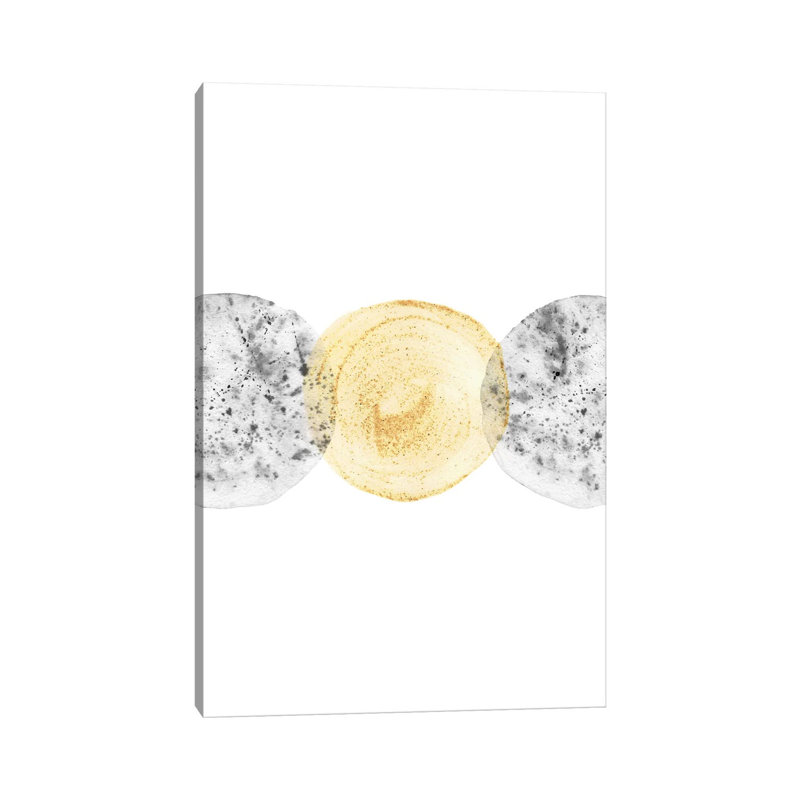 Yellow And Gray Circles - Print on Canvas, 101.6cm H x 66.04cm W x 3.81cm D, Wrapped Canvas