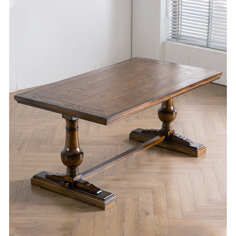 Rectangular dining table in solid oak wood, 29.53"H x 62.99"L x 31.5"W