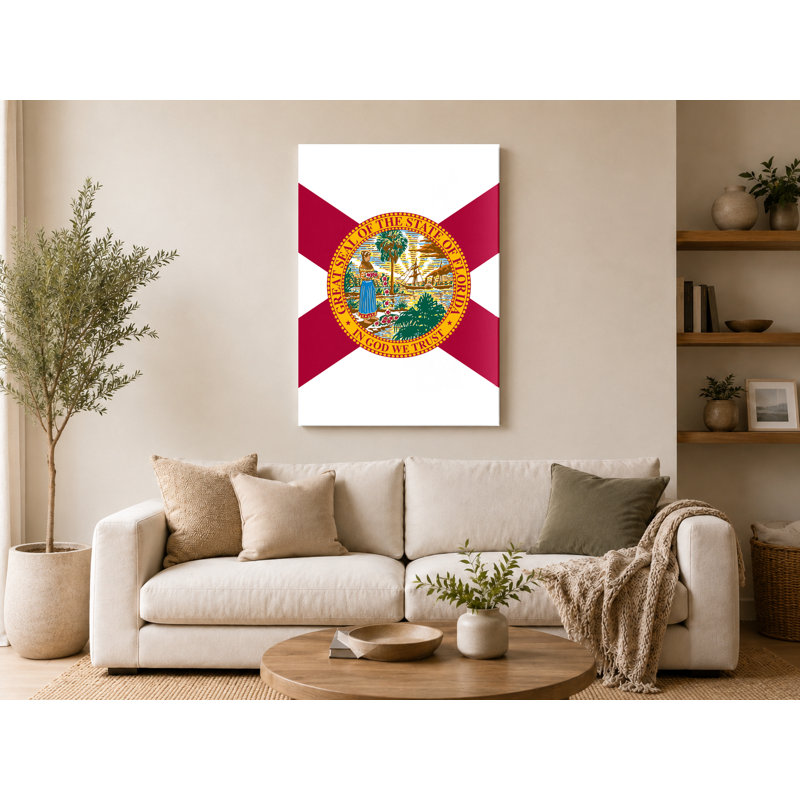 Florida State Flag - Portrait, art mural sur toile, 20" W x 30" H
