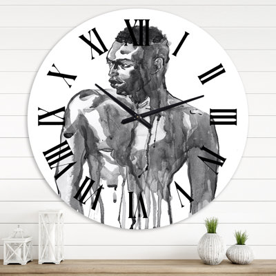 Portrait d'un bel homme africain sur fond blanc I - horloge murale moderne
