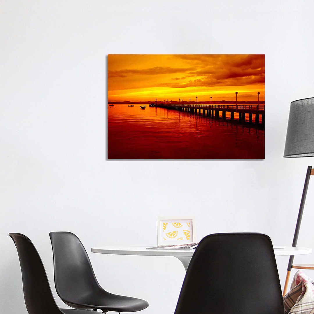 Sunset At The Pier - Wrapped Canvas Print