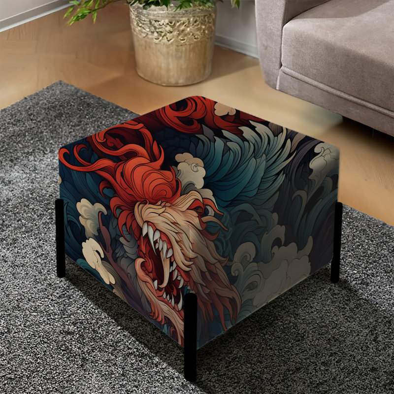 Motifs de dragon - repose-pieds carré japonais