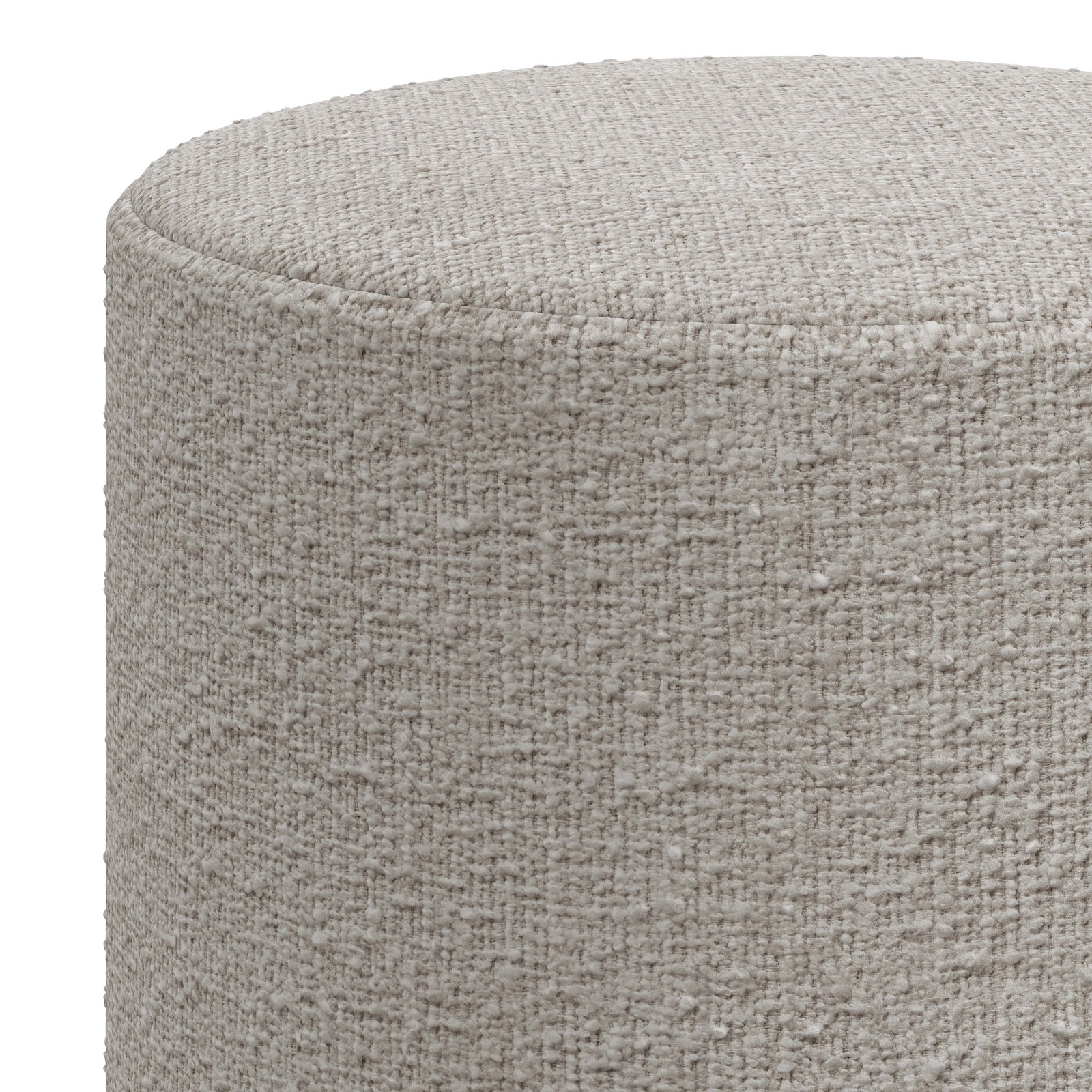 Epaulette Upholstered Ottoman, Classic Elephant Boucle