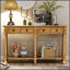 Console rustique avec deux tiroirs de rangement et une tablette inférieure pour un assemblage facile dans le salon ou le vestibule-1428837062