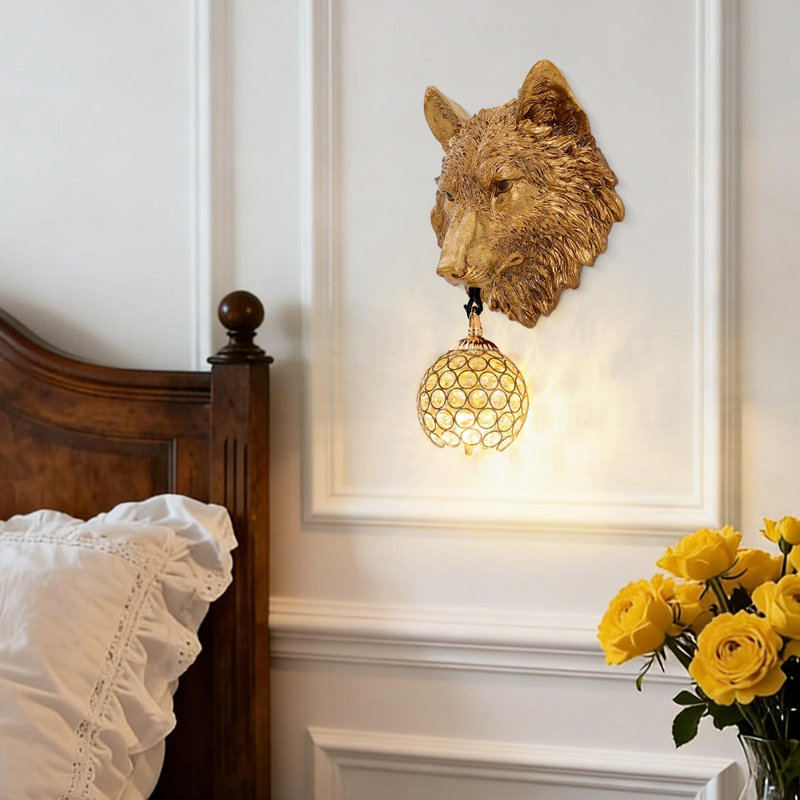 Applique murale décorative tête de lion, luminaire mural