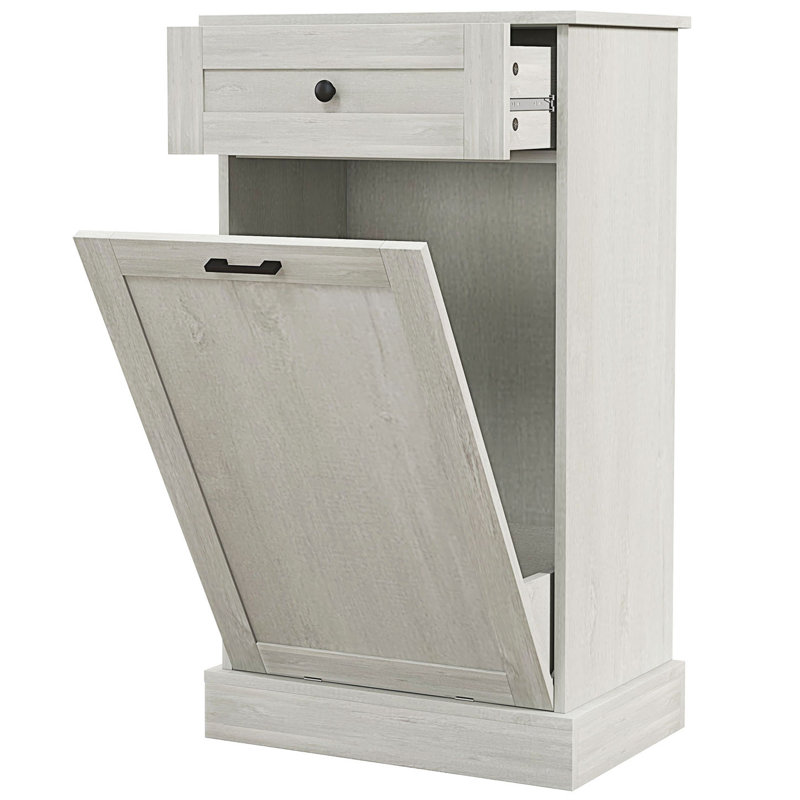 Armoire de poubelle de cuisine inclinable, armoire de recyclage autoportante, Gris clair