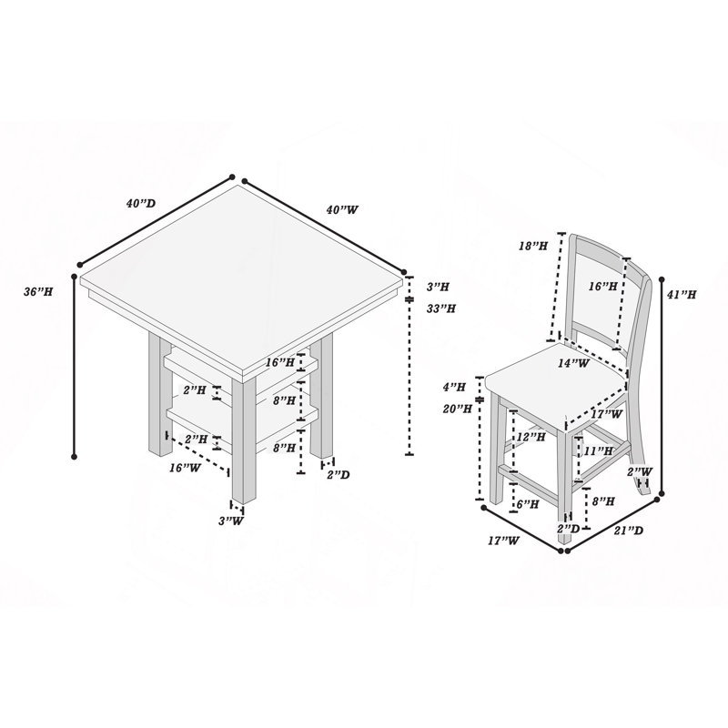5 Piece Counter Height Dining Set