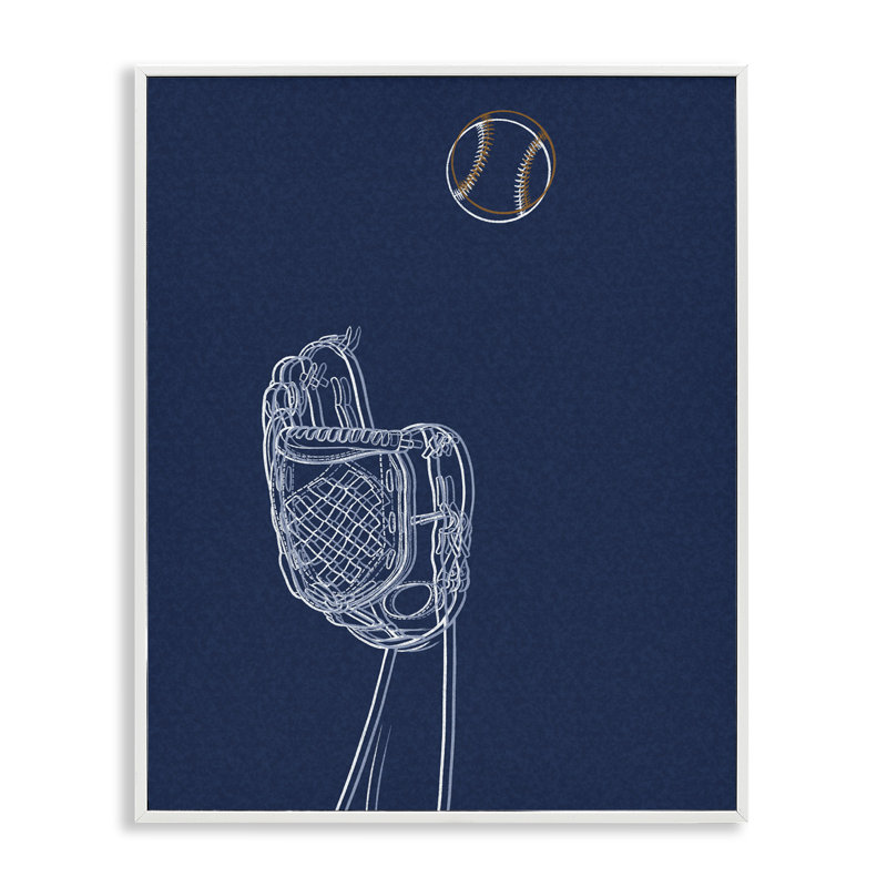 Baseball Lines Contour Framed Giclee, design by Marcus Prime, Coastal White Giclee Framed, 20" H x 16" W