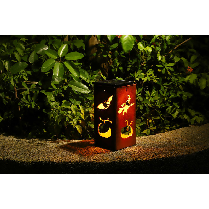 Halloween Orange and Black Solar LED Decorative Lantern