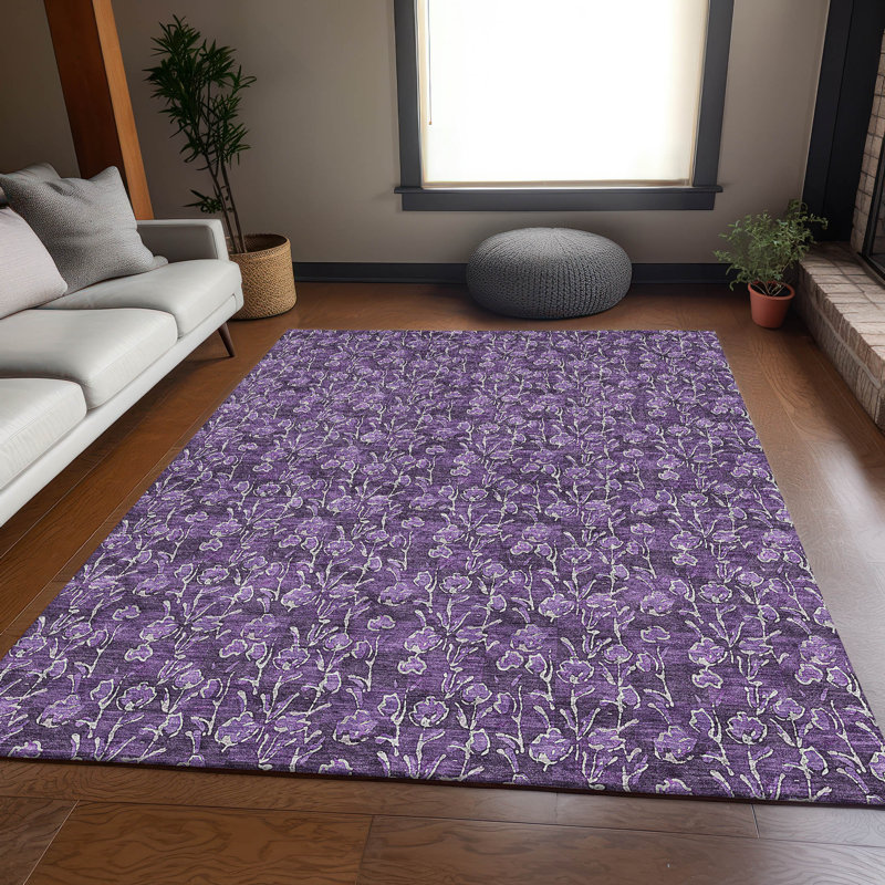 Tapis mauve de qualité supérieure lavable à la machine Prisco, Rectangle 9 pi x 12 pi