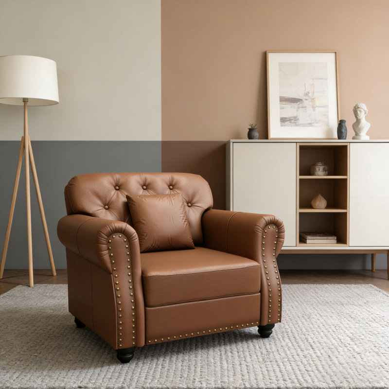 Chaise rembourrée 41,3 po, Brown, No Included